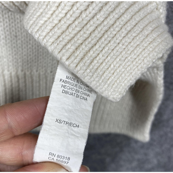 Lucky Brand Sweater Womens Extra Small Ivory Cable Knit Crochet Pullover 7W15102 - Picture 9 of 12